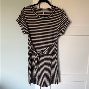 Gilli Grey and Tan Striped Dress